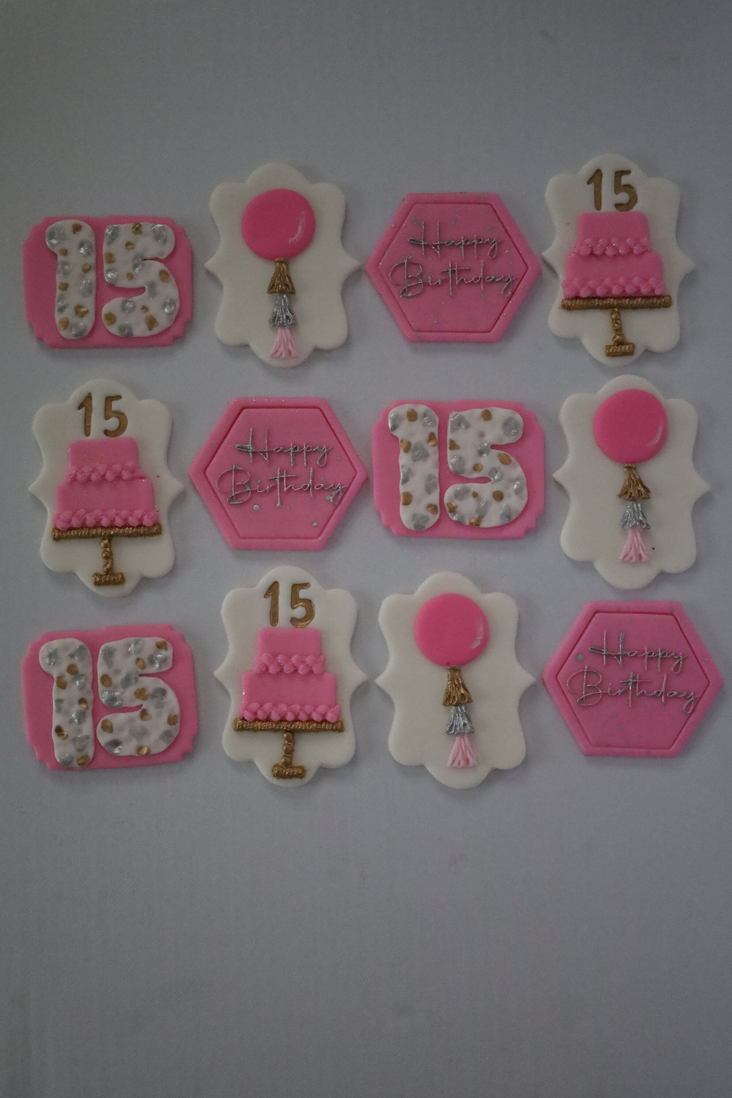Cakes & Balloons Fondant Birthday Set Toppers