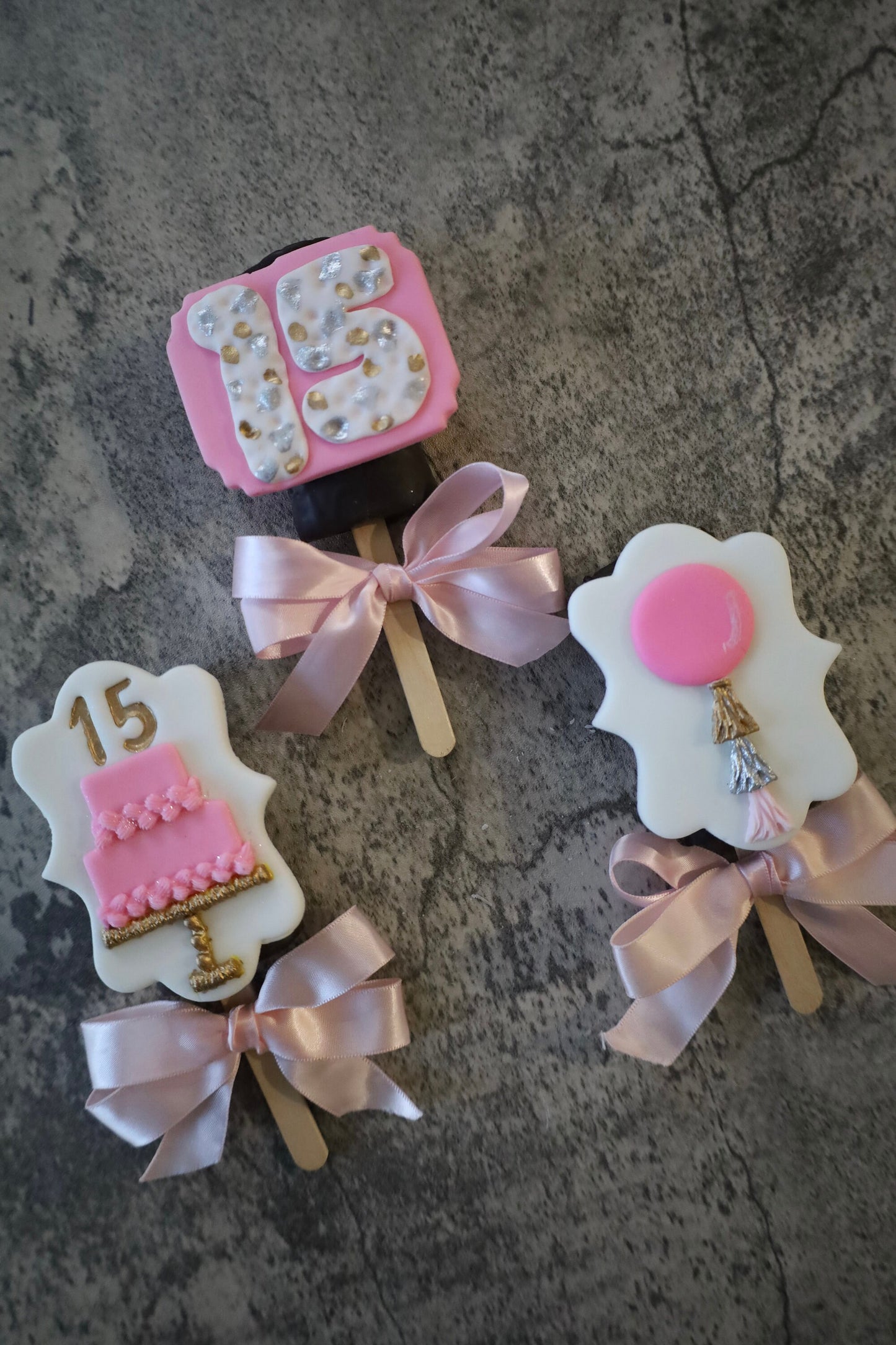 Cakes & Balloons Fondant Birthday Set Toppers