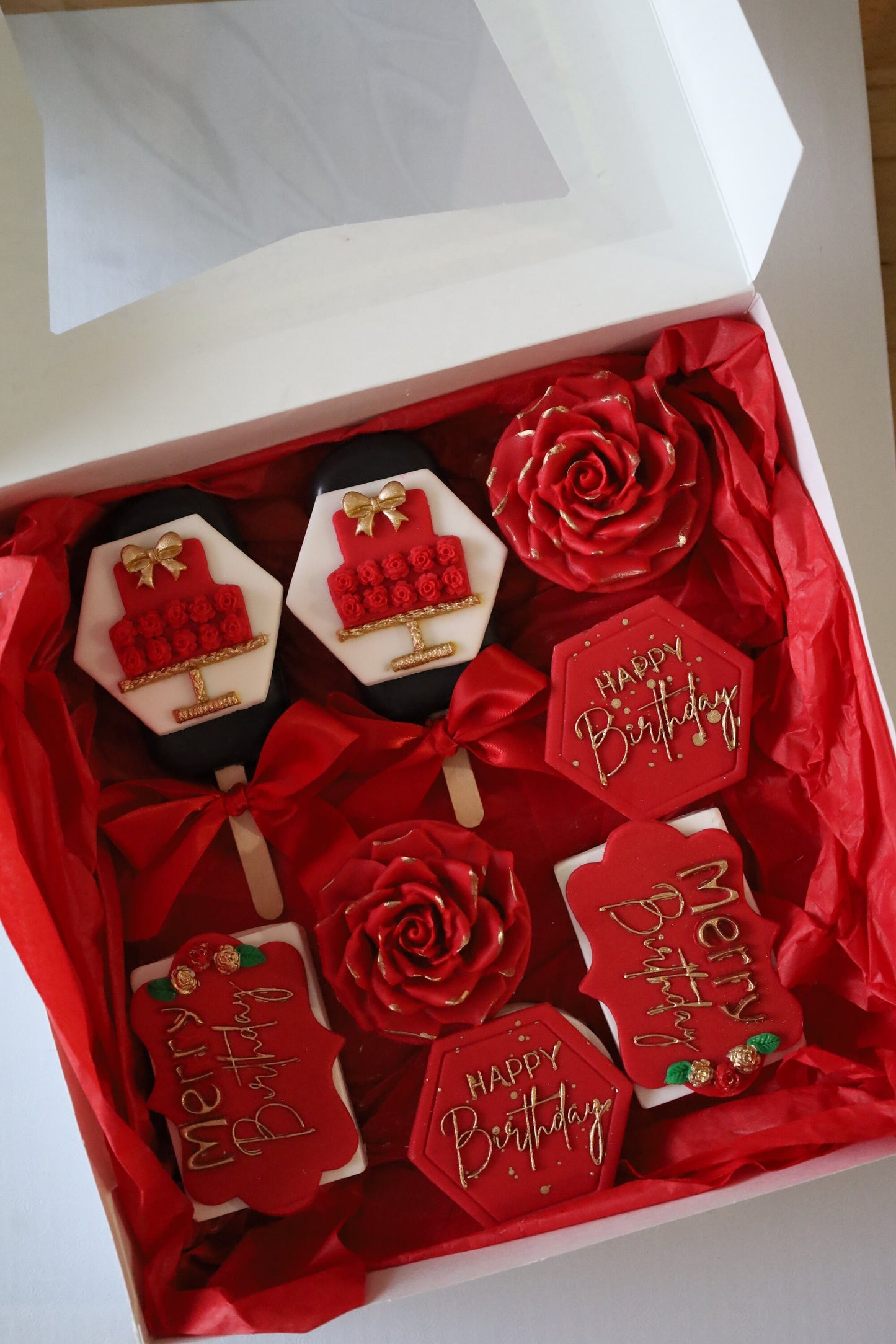 Champagne & Roses Fondant Birthday Topper Set