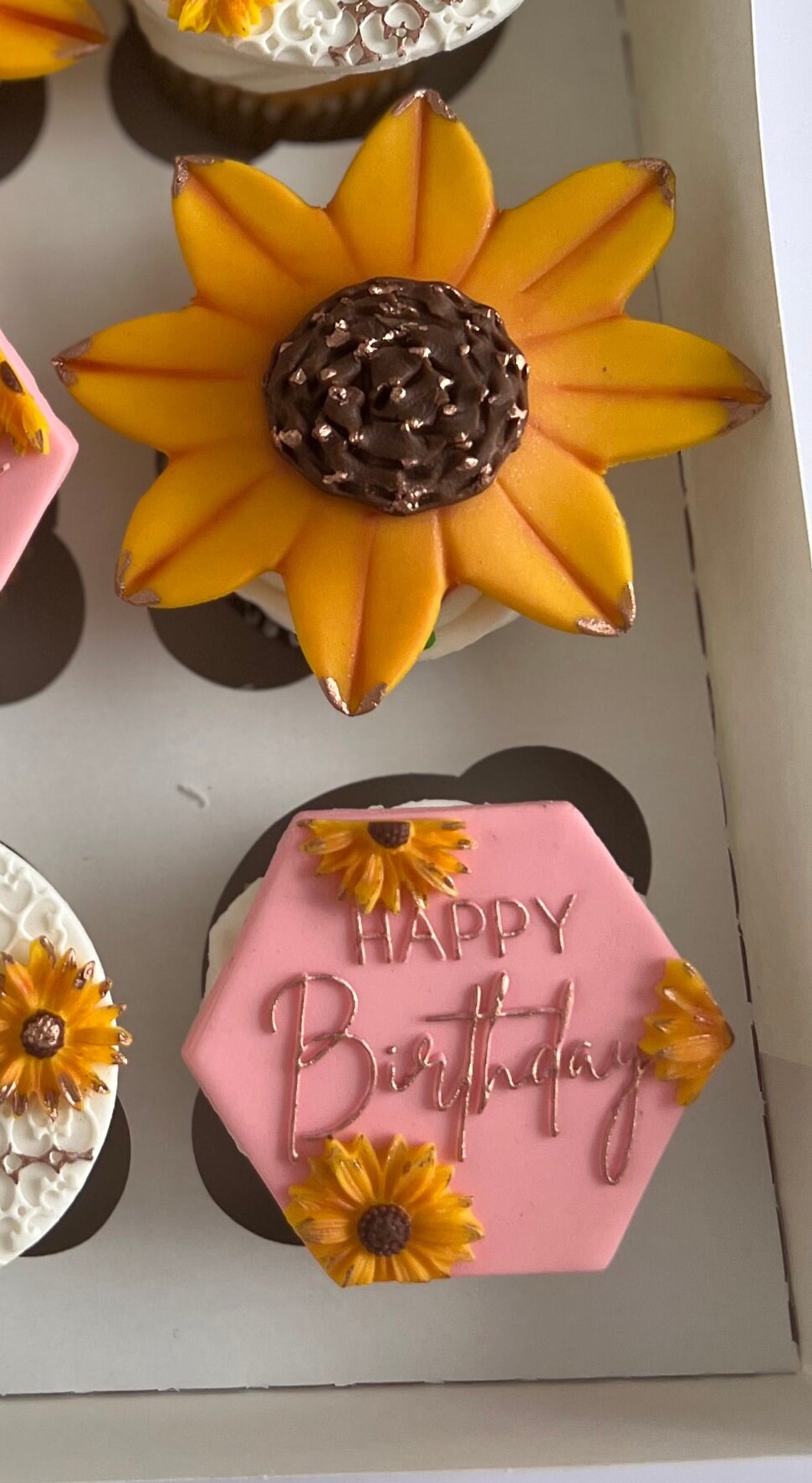 Sunflower Fondant Birthday Toppers Set